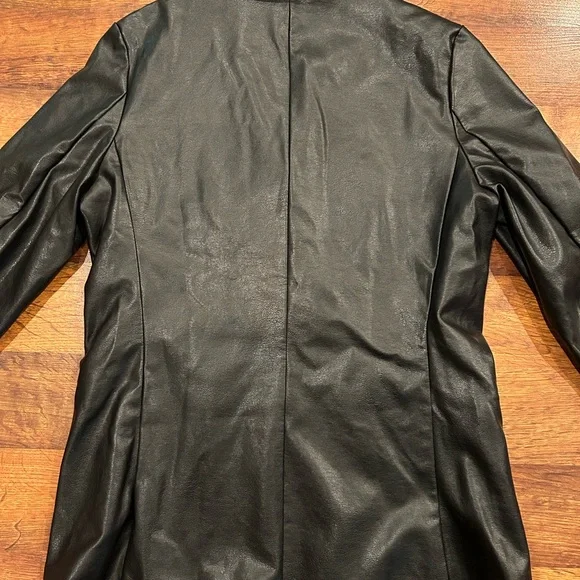 Princess Polly Faux Leather Blazer Double Breasted Jacket Black Womens S/M - Picture 7 of 8